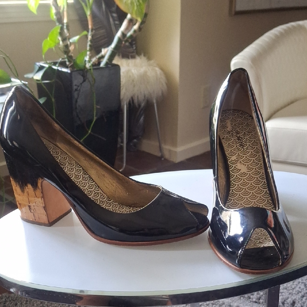 Elegant Black Peep-Toe Heels